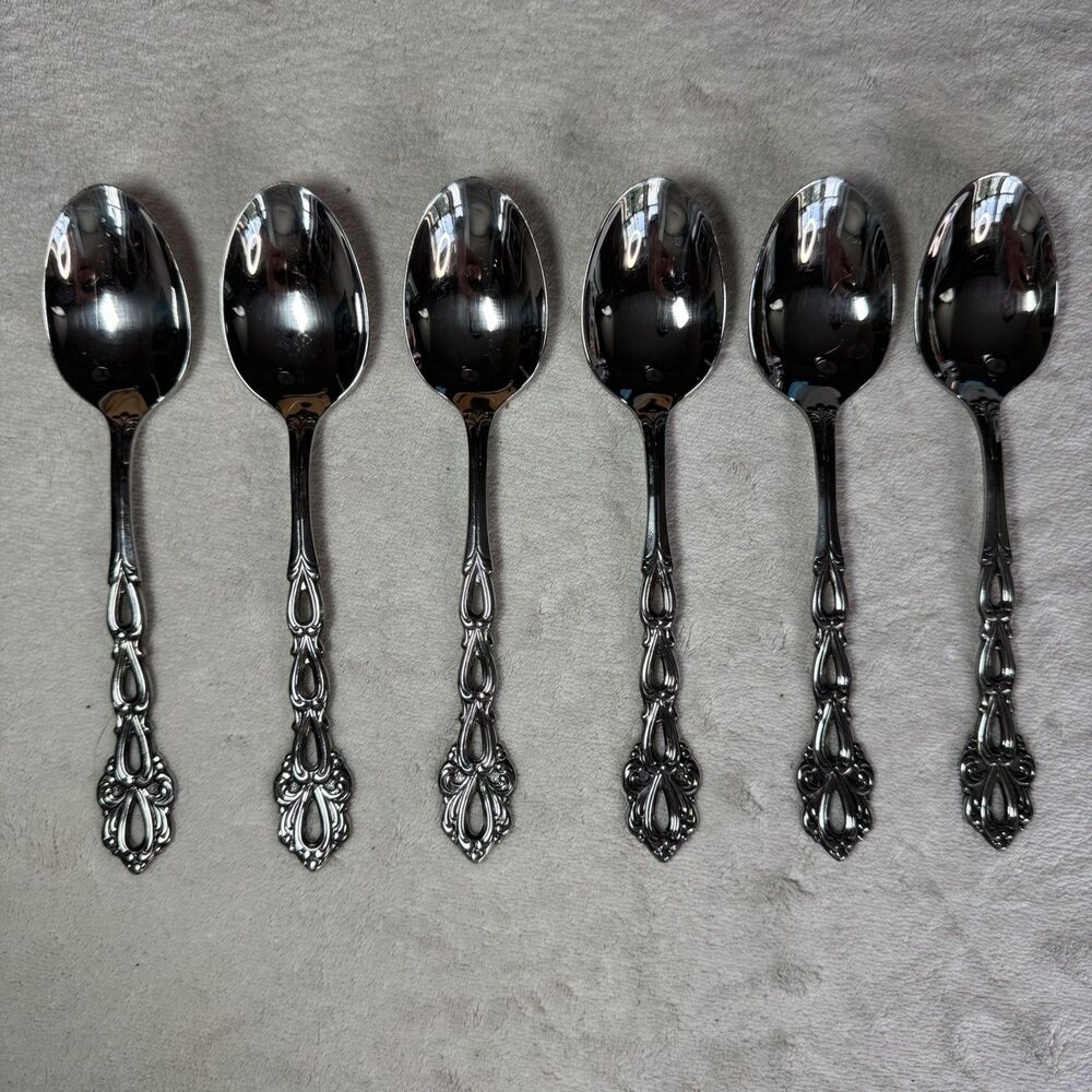 6-VINTAGE ONEIDA CHANDELIER COMMUNITY STAINLESS OVAL PLACE/"TABLESPOONS 6-7/8"